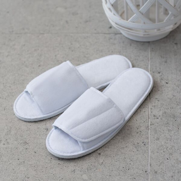 Open-toe slippers with hook and loop strap Thumbnail